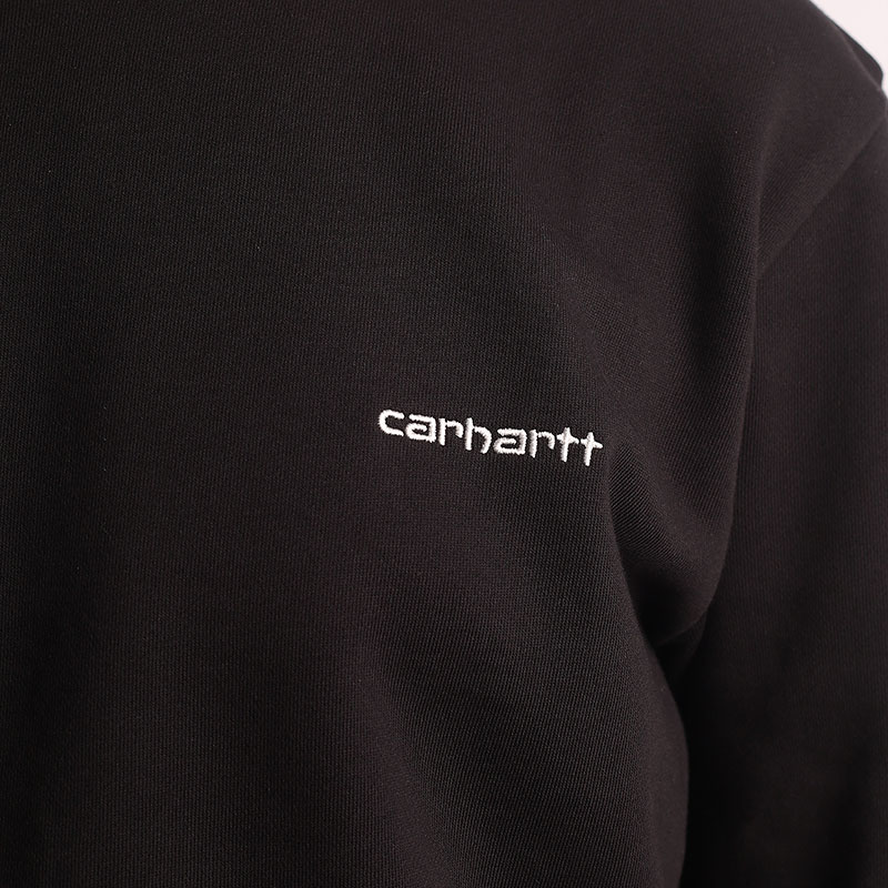 мужская черная толстовка Carhartt WIP Script Embroidery Sweat I031242-black/white - цена, описание, фото 2